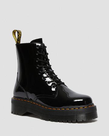 Black Men's Dr Martens Jadon Patent Leather Platform Boots | CA 556EBC